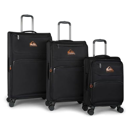 Quiksilver Buxton Suitcases Softside Expandable Luggage with Spinner Wheels, Large 3-Piece Set (20/26/30) (Black) - color: Black