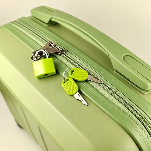 2 Pcs Suitcase Locks with Keys, Mini Keyed Luggage Padlocks, Multicolor Metal Travel Locks with Plastic Cover, Small Padlocks for Suitcases, Backpacks, Lockers, Bags and Storage Boxes(Rose Red,Green) - color: Rose Red,Green
