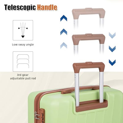 Eeeza Luggage Sets 5 Piece Suitcases with Wheels(LightGreen 20"/24"/28") - color: Light Green, size: 5 Piece Sets (20/24/28/DB/TB)
