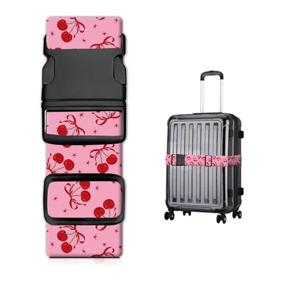 Luggage Straps for Suitcases, Heavy Duty Travel Belt with Quick-Release Buckle, Adjustable Suitcase Strap, Cute Luggage Accessories for Travel Cute Cherry Bow - color: Cute Cherry Bow
