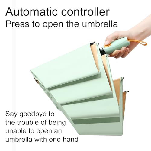 3‑Fold Automatic Open Umbrella, Windproof UV Protection Travel Parasol - color: vibrant green