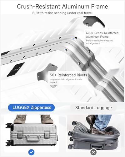 LUGGEX 28 Inch Zipperless Checked Luggage, Silver Grey - color: Silver Grey, size: 28 Inch