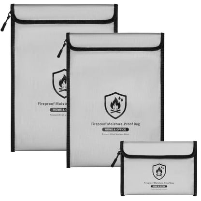 BBMars 3 Pack Fireproof Waterproof Document Bag, Zipper Money Pouch