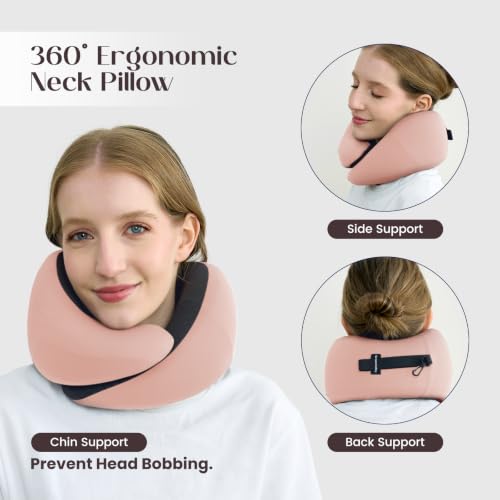 Dream Valley Neck Travel Pillow, Memory Foam,Cooling, Light Pink - color: Light Pink, size: Standard