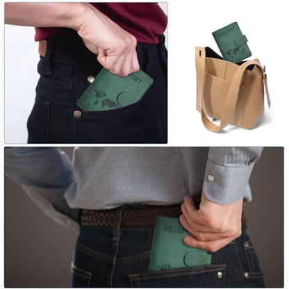Passport Holder Cover Wallet Case RFID Blocking Card Slot Travel Essentials - color: Green