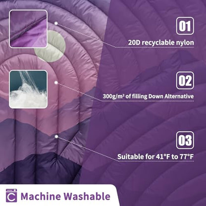 Puffy Camping Blanket Large Camp Blanket Outdoor Camping Quilt - color: Cas-purple, size: 52x75"