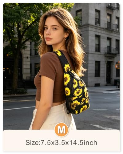 Pritent Crossbody Bags for Women Men Trendy Sling Bag Backpack Casual Chest Bag with Convertible Shoulder Strap - color: Sunflower, size: Medium