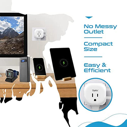 Ceptics India, Pakistan Travel Adapter - 5 Input with QC 3.1A Dual USB and USB-C - Ultra Compact - Light Weight - USA to Any Type D Countries Such as Bangladesh, Maldives and More (PTU-10), White - style: India-Type D