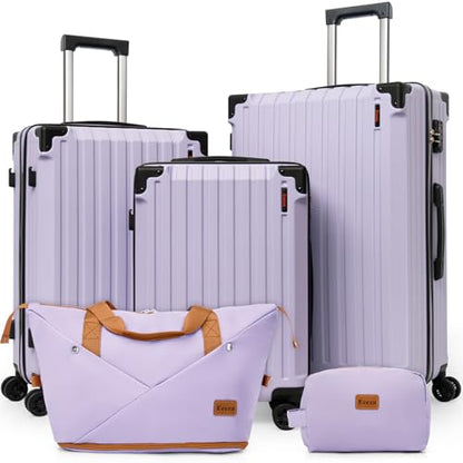 Eeeza Luggage Sets 5 Piece,Lightweight Durable Hardshell,20/24/28 Inch - color: Purple