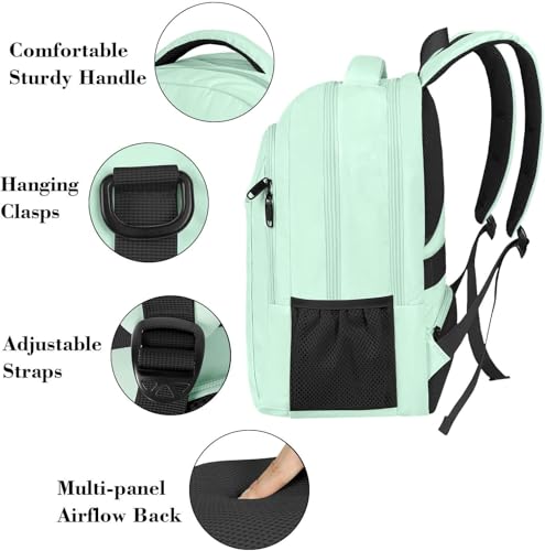 MATEIN Mint Green Travel Laptop Backpack, 15.6 Inch Computer Bag for Women - color: Mint Green, size: 15.6 Inch