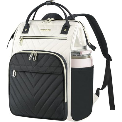 VANKEAN 17.3 Inch Laptop Backpack for Women Large Capacity - color: Beige/Black, size: 17.3 Inch