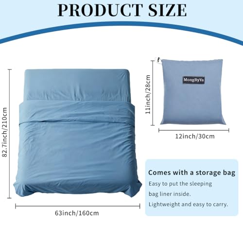 Sleeping Bag Liner, Compact Travel Sheets for Hotel Hostel - color: Mystic Blue, size: 82.7" X 63"