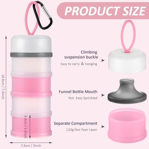 Baderke 2 Pcs Protein Powder Travel Container with Funnels Stand, Pink, White - color: Pink, White