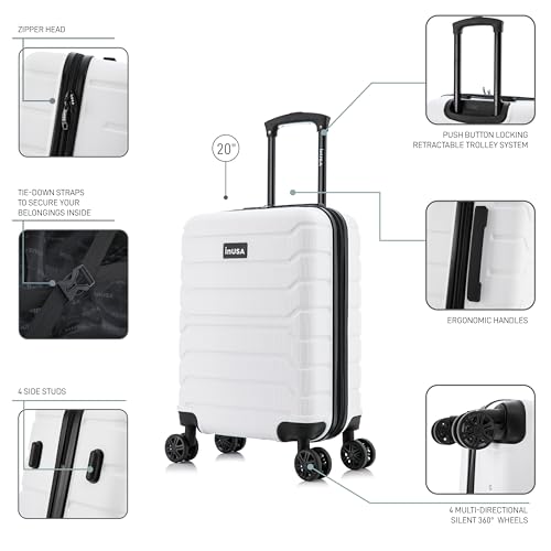 InUSA TREND 20-Inch Carry-On Hardside Spinner Luggage Lightweight Durable White - color: White, size: 20 Inch