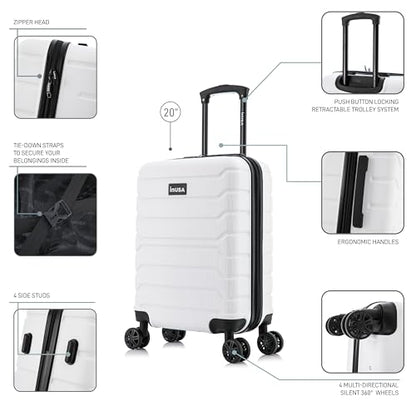 InUSA TREND 20-Inch Carry-On Hardside Spinner Luggage Lightweight Durable White - color: White, size: 20 Inch