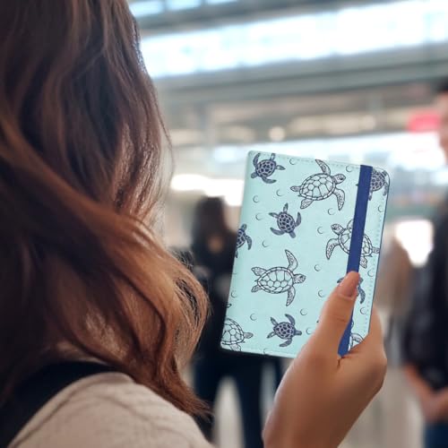 Line Art Sea Turtle Passport Holder for Travel, 5.9" x 4.3" - color: Sea Turtle