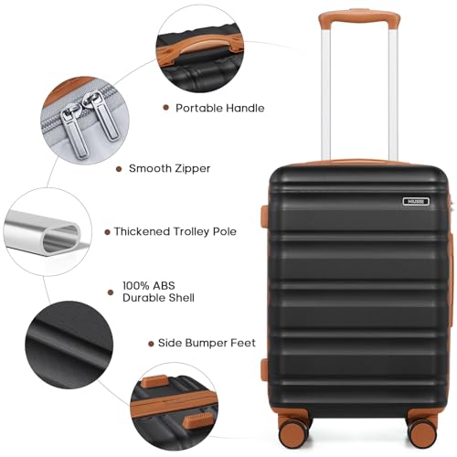 7 Piece luggage sets with YKK Zipper 20/24/28" with Backpack - color: Black, size: 7 piece set (20/24/28inch)