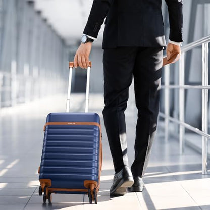 UKEIN Luggage Sets 3Piece, Carry On Luggage 20in Suitcase Set With Backpack - color: Navy Blue, size: 3 piece set (BP/20inch)