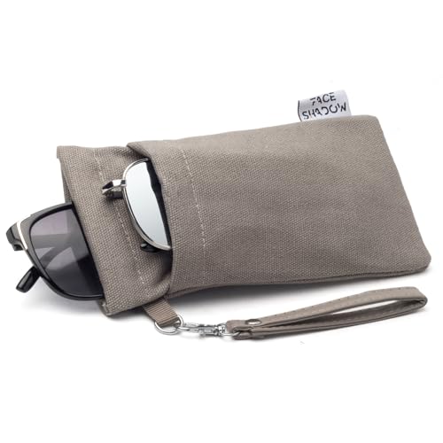 Face Shadow Double Glasses Case Soft Eyeglass Case For Women Men - color: Canvas Grey