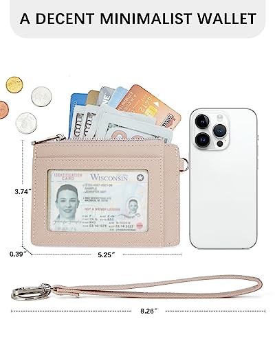 BOSTANTEN Small Wallet For Women RFID Leather Credit Card Holder Slim Wristlet Keychain Wallet With Zipper Pocket Pink - color: Pink