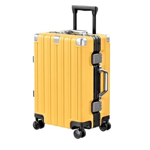 Krute Zipperless Carry On Luggage with Wheels 20 inch Hardshell Suitcase - color: Yellow, size: Carry-on (20 Inch)