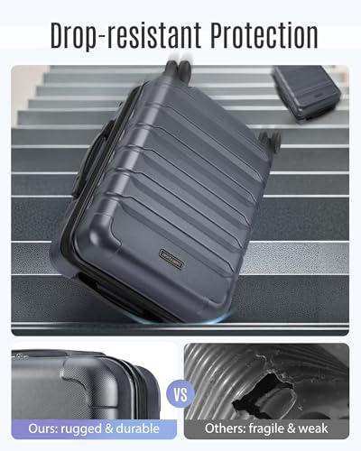 LIGHT FLIGHT Carry On Luggage 22x14x9 Airline Approved Suitcase,Gray - color: Gray