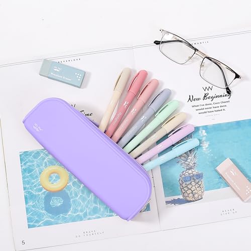 Mr. Pen- Silicone Pencil Case, Aesthetic Pencil Bag for Women, Makeup Pouch - color: Purple