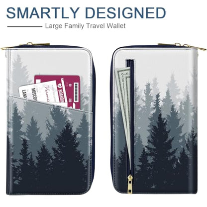 Family Passport Holder Wallet RFID Blocking Document Organizer - color: Forest