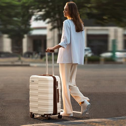 Vipbox Carry On Luggage 20 Inch Hardside PC Travel Suitcase, White - color: Elegant White, size: 20 inch