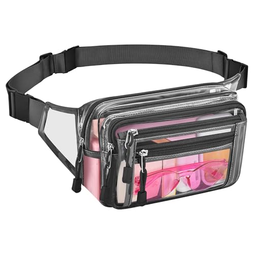 USPECLARE Clear Fanny Pack Stadium Approved Large Multi-Purpose Waist Bag - color: Charcoal-Gray, style: 1-pack-pvc