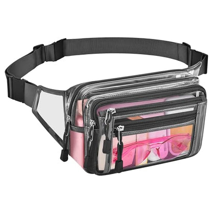 USPECLARE Clear Fanny Pack Stadium Approved Large Multi-Purpose Waist Bag - color: Charcoal-Gray, style: 1-pack-pvc