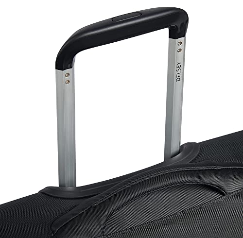 DELSEY PARIS Sky Max 2.0 Softside Expandable Luggage with Spinner Wheels, Black, Checked-Medium, 24 Inch - color: Black, size: Checked-Medium, 24 Inch
