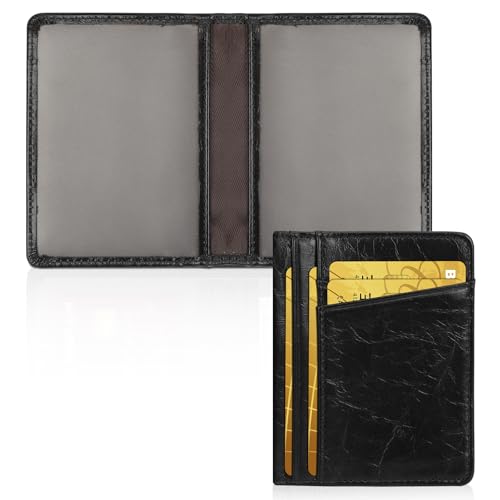 Unaone Slim Minimalist Wallet - Premium Leather Wallets - color: Crackle Black