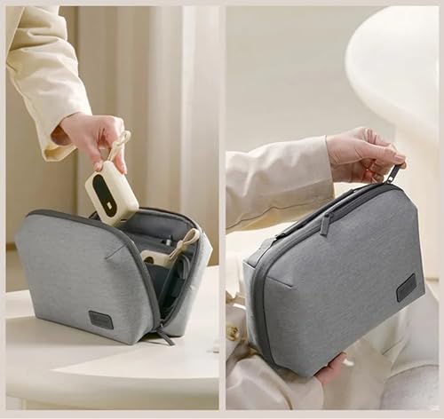 Electronics Travel Organizer Bag for Cables, Chargers & Accessories, Waterproof Tech Organizer Case, Portable Cable Storage Pouch for Travel, Gray