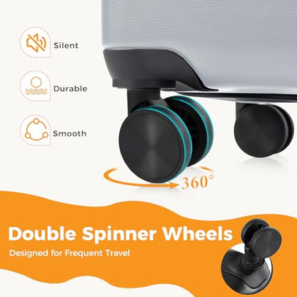 NEWBULIG 28 Inch Checked Luggage, Expandable Suitcase with Spinner Wheels - color: Light Grey, size: 28 Inch