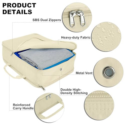 Compression Packing Cubes Travel Packing Suitcase Organizer Bags, Beige - color: Beige, size: Large
