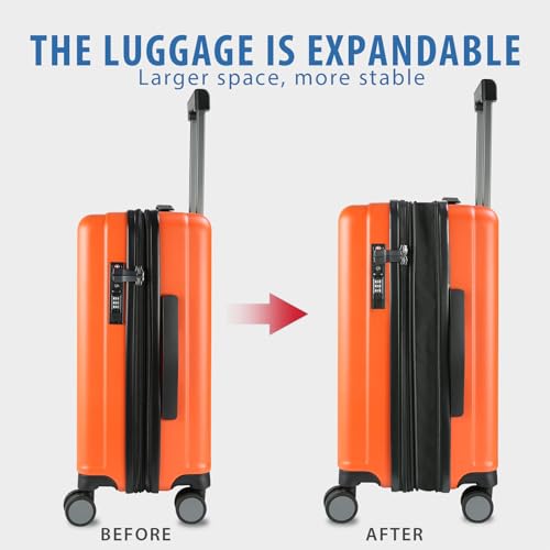 KROSER Carry On Luggage Suitcase Rolling Luggage, Carry-On 20-Inch, Orange - color: Orange