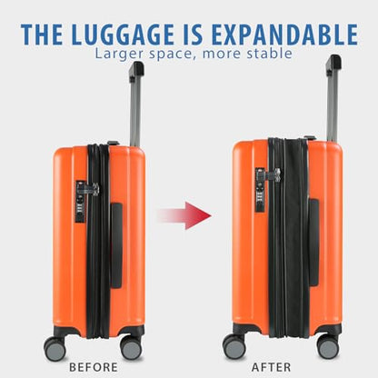 KROSER Carry On Luggage Suitcase Rolling Luggage, Carry-On 20-Inch, Orange - color: Orange