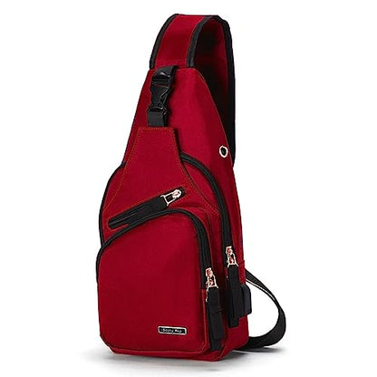 Seoky Rop Men Women Sling Backpack Shoulder Chest Crossbody Bag - color: Red