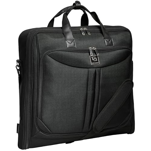 ZEGUR Premium travel garment bag. Carry-on for Men & Women. Hangs 4 Items - color: Black