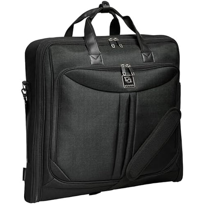 ZEGUR Premium travel garment bag. Carry-on for Men & Women. Hangs 4 Items - color: Black