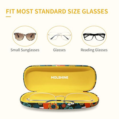 molshine Hard Shell PU Leather Glasses Case,Travel Portable Eyeglass Case for Men Women Girl Travel Study Work - color: Fox