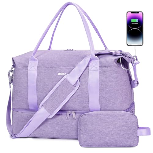 WANDF Personal Item Travel Bag, Carry On Weekender Bag for Women - color: Purple
