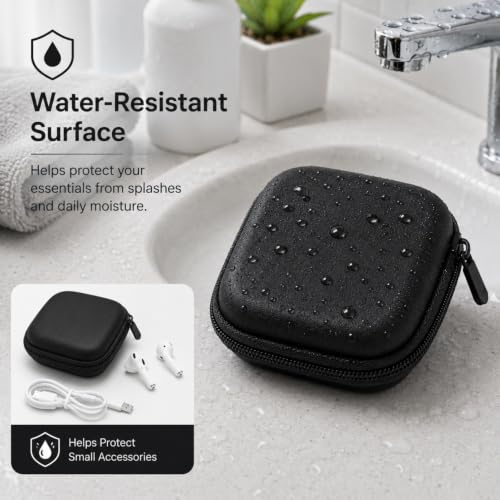 Compact Zipper EVA Earbud Protective Container, Shock Resistant Carry Case for Bluetooth Headphones, Charging Cables and Small Electronic Gadgets，Square yellow - color: Square yellow