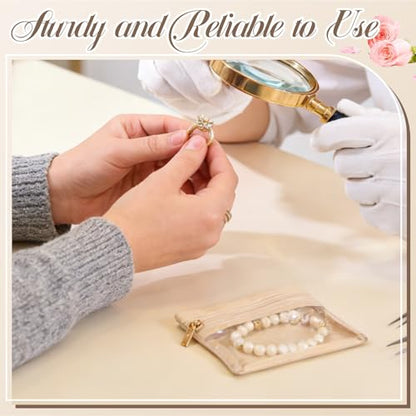 20 Pcs Portable Velvet Jewelry Pouch with Zipper, Clear - color: A.20 PCS