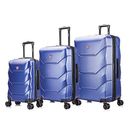 DUKAP ZONIX 3-Piece Durable Hardside Spinner Luggage Set 20/26/30in Blue - color: Blue, size: 3 Piece Set (20/26/30)