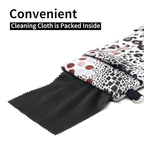 Face Shadow Double Glasses Case Soft Eyeglass Case For Women Men - color: Leopard White