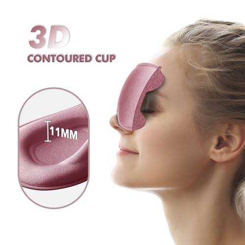 Sleep Mask for Men and Women, 3D Blackout Eye Mask for Side Sleepers, Rose - color: Rose