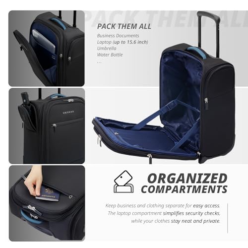 Verage Underseat Carry On Luggage with Wheels,16-Inch,Black - color: Black, size: 16-Inch Rolling Underseat