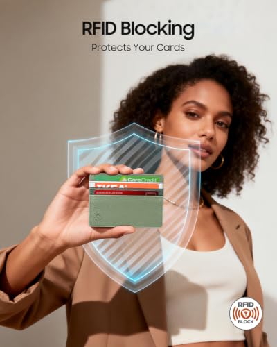 FINTIE Slim Minimalist Front Pocket Wallet RFID Blocking Credit Card Holder - color: gradient green